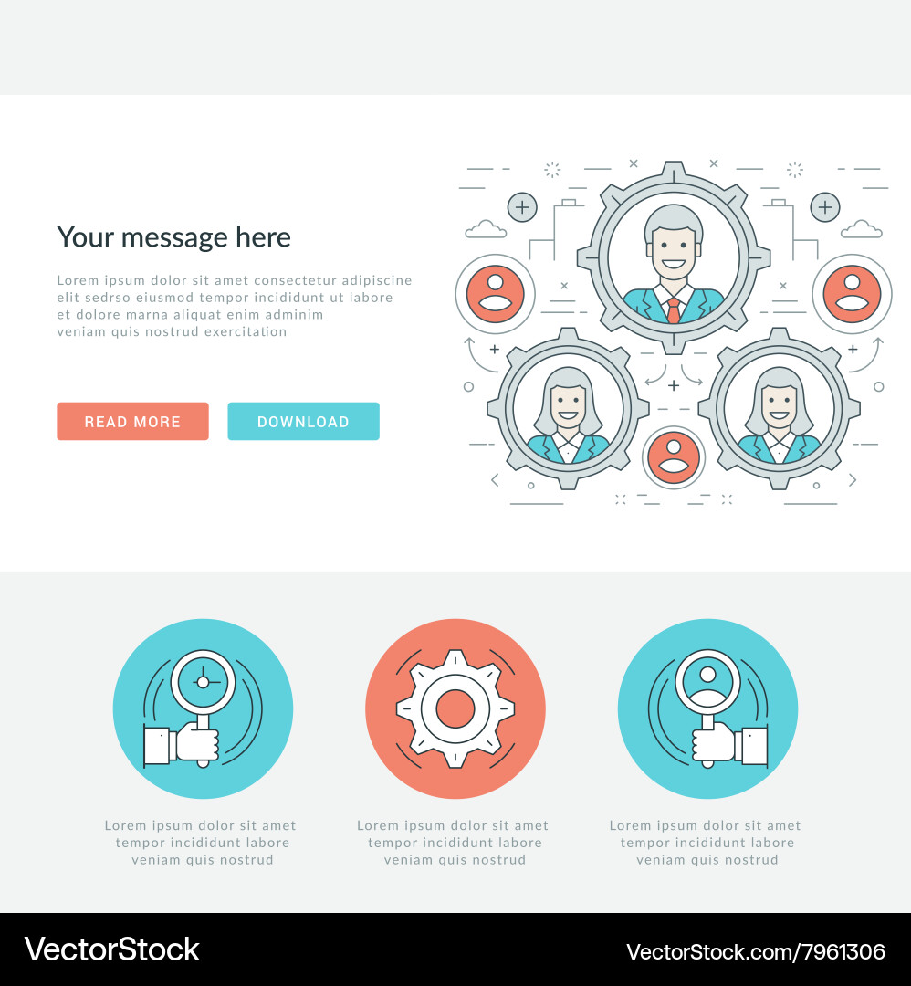 Flat line business concept web site header Vector Image