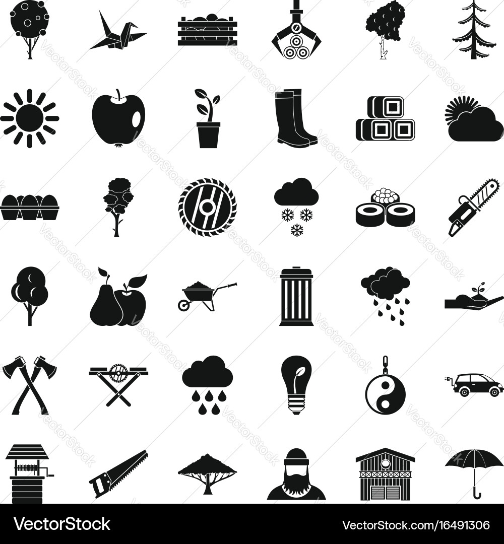 Garden tree icons set simple style Vector Image