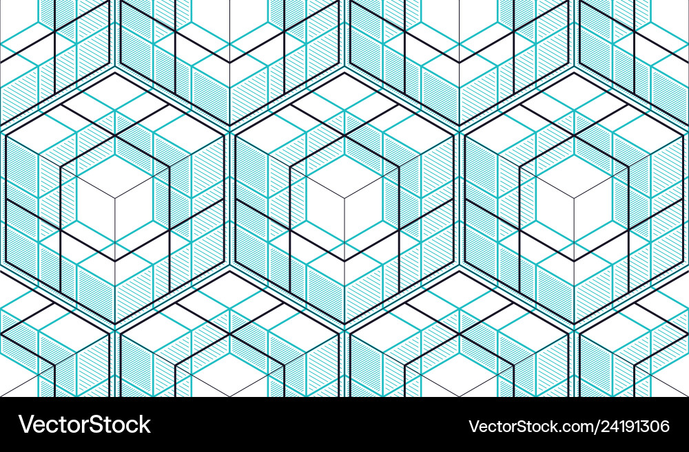 Geometric cubes abstract seamless pattern 3d Vector Image