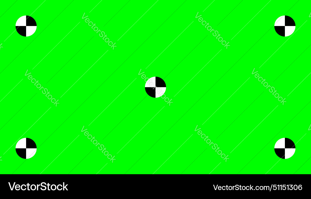 Green screen background with tracking cross marks Green screen background with tracking cross marks vector image