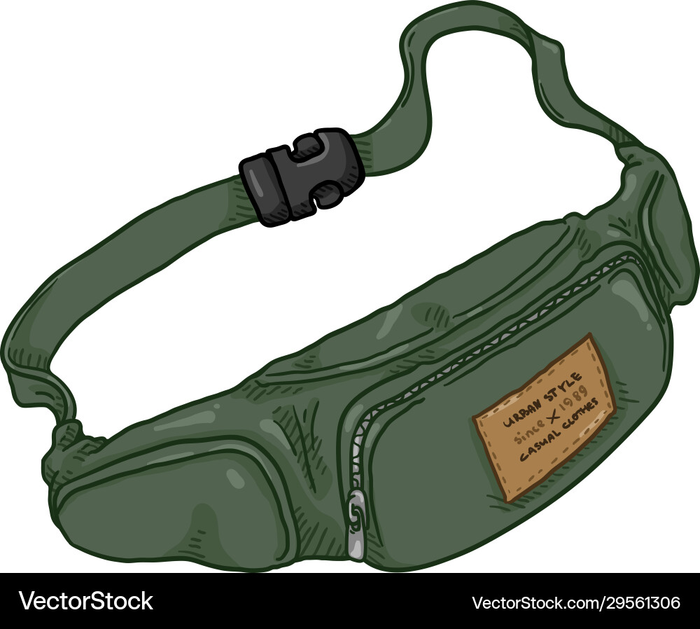 Grüne Gürteltasche Cartoon Herren Gürteltasche Grüne Gürteltasche Cartoon Herren Gürteltasche vektorbild