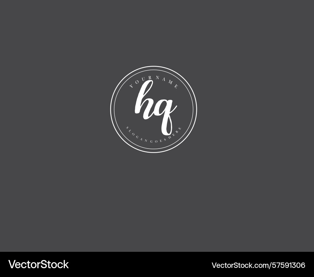 Hq initial handwriting logo design collection vector image