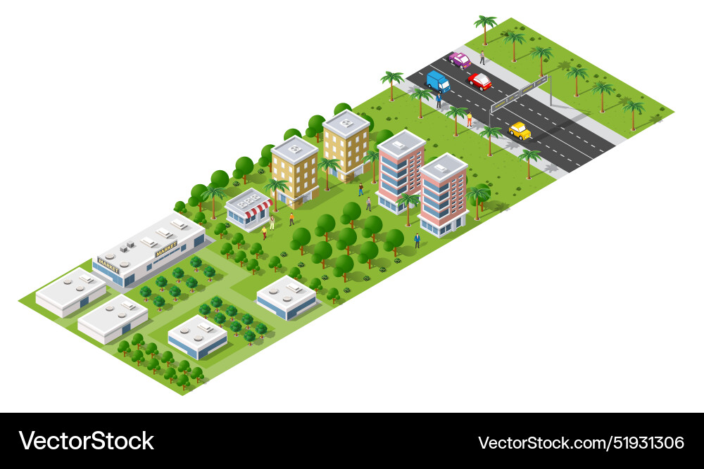 Isometric 3d park trees forest nature elements Vector Image