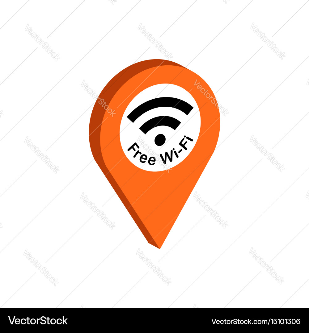 Map pointer with wi-fi symbol flat isometric icon Vector Image