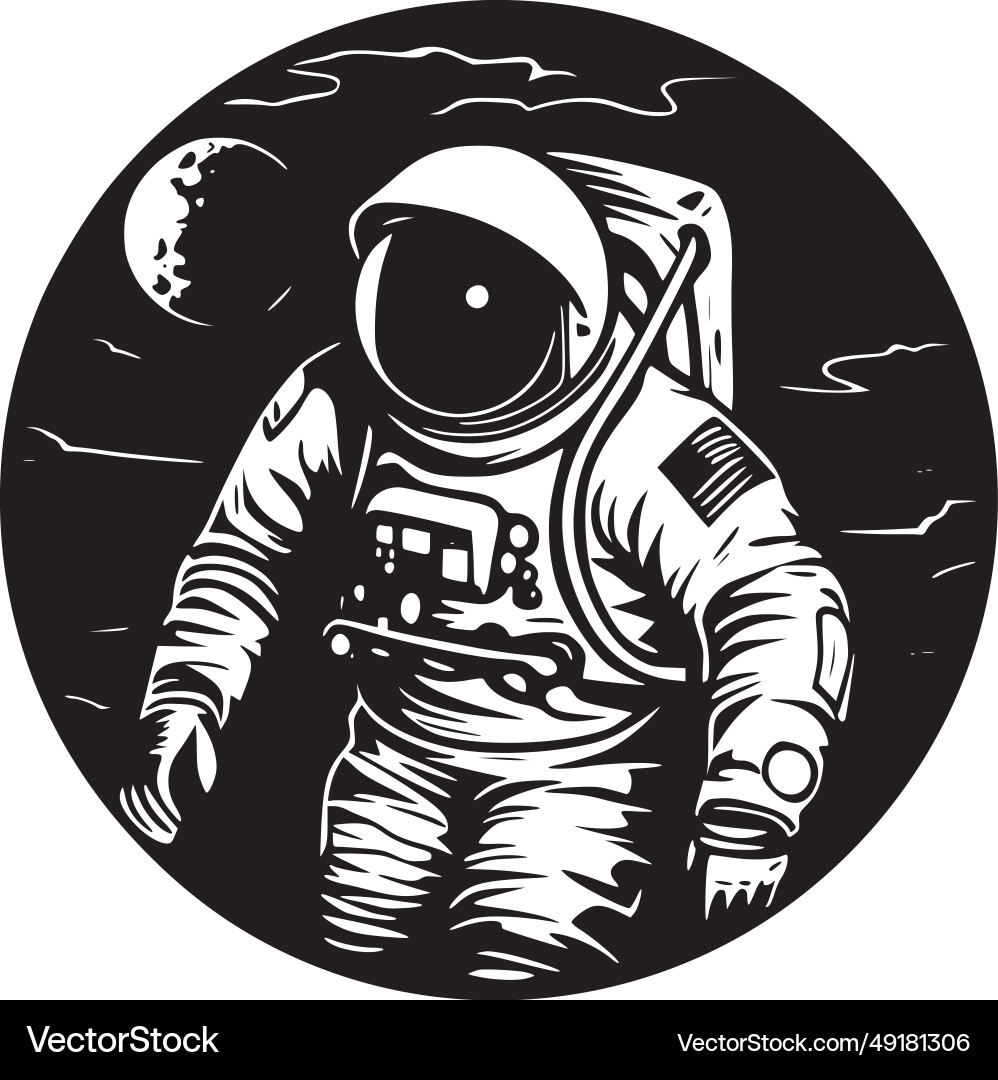Minimal Astronaut Emblem Vektorbild