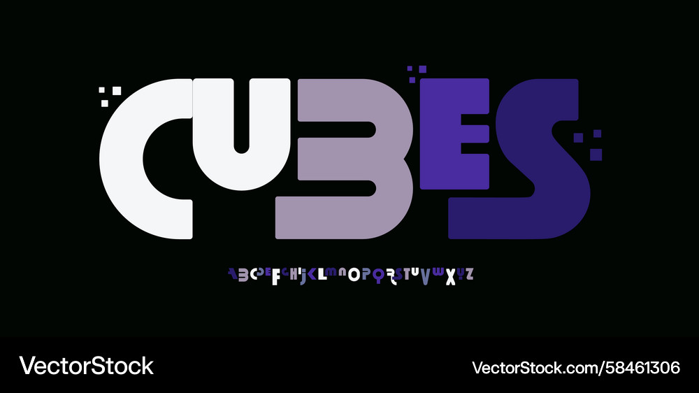 Modular Block Alphabet Font Vector Image