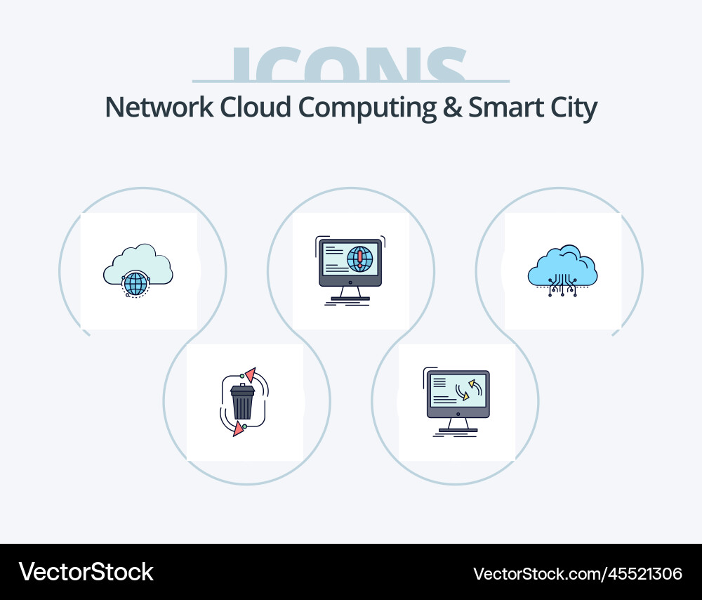 Network cloud computing and smart city line vector image