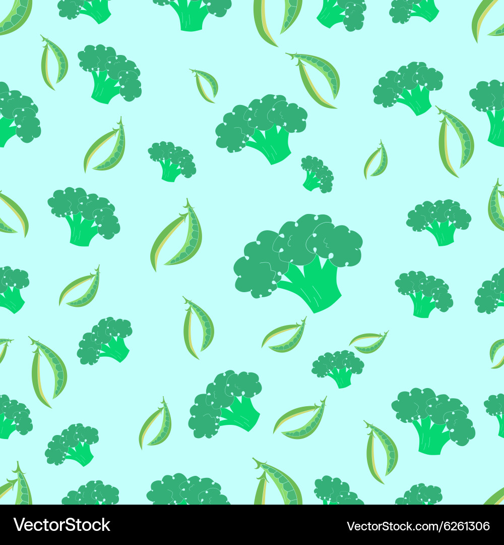 Seamless pattern broccoli and peas Vector Image