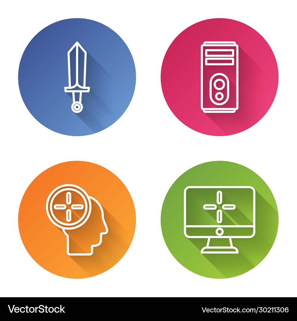 Set line sword for game computer head hunting Set line sword for game computer head hunting vector image