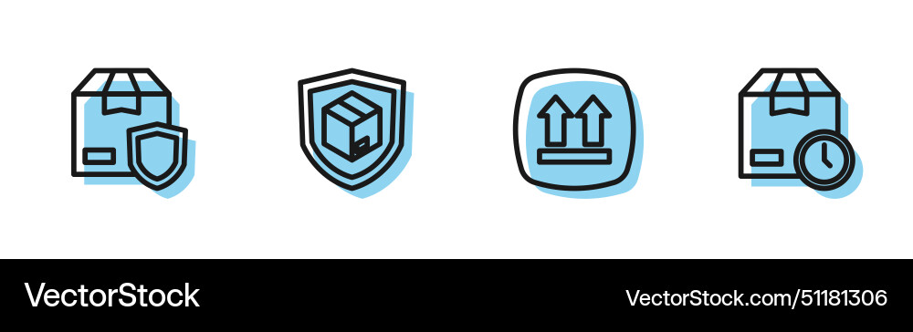Set line this side up delivery security Vector Image