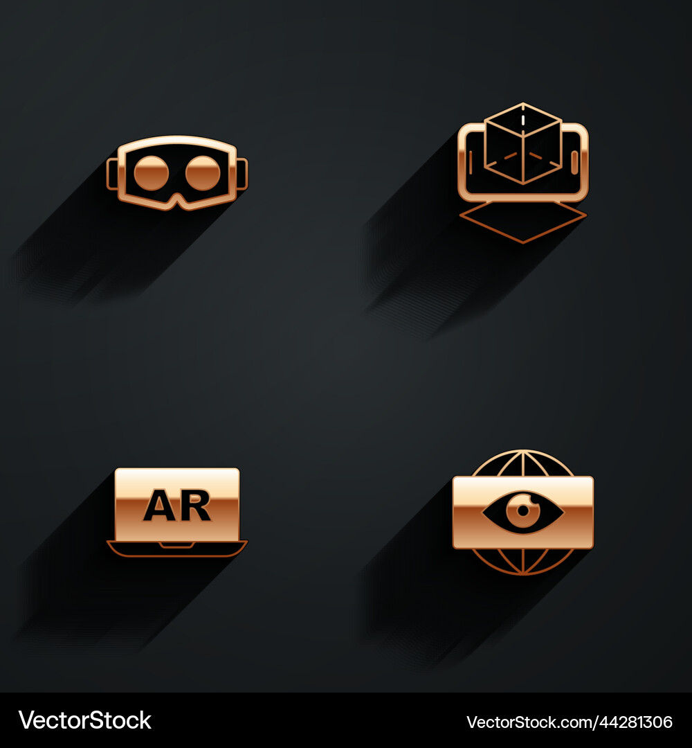 Set virtual reality glasses 3d modeling Vector Image
