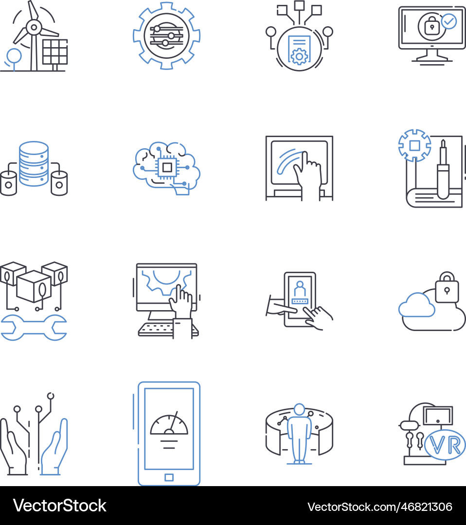 Software engineering line icons collection code Software engineering line icons collection code Vector Image