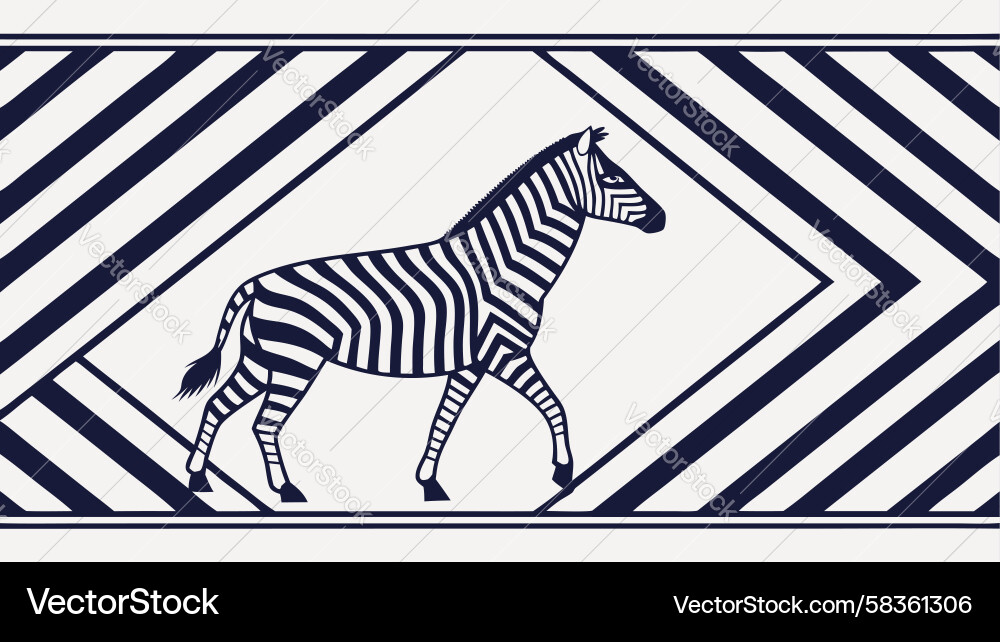 Striking Zebra in Dynamic Frame Vector Image