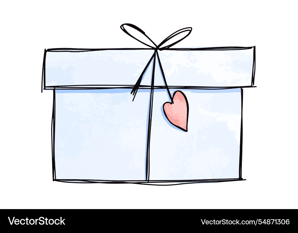 Watercolor doodle of a gift box Watercolor doodle of a gift box vector image
