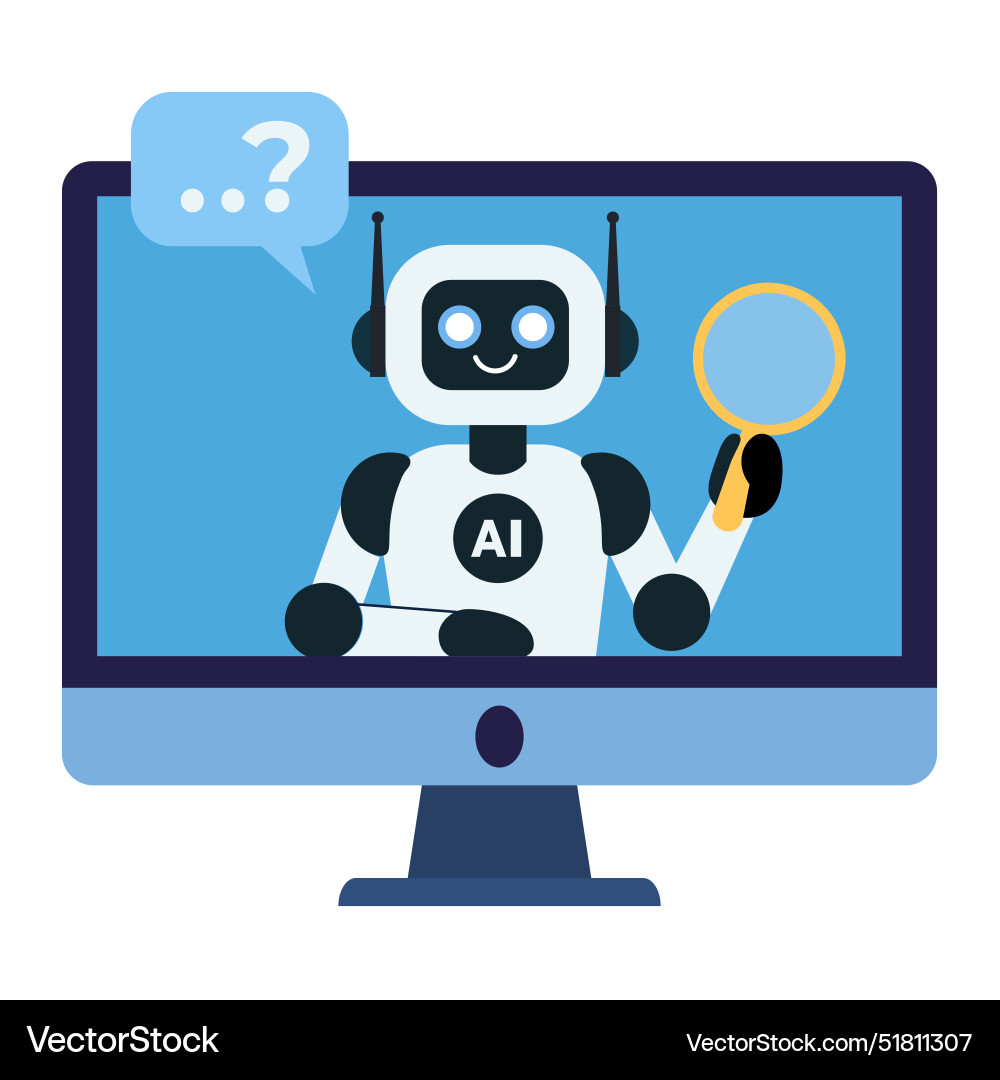 Ai chat bot on the computer monitor screen Ai chat bot on the computer monitor screen vector image