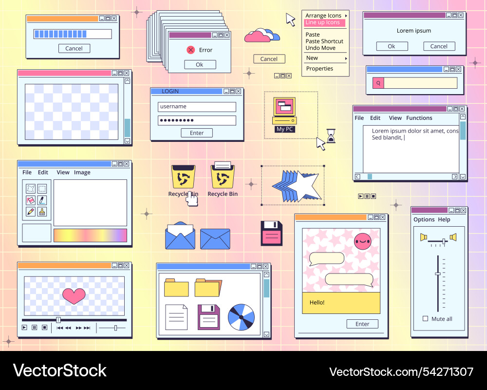 Browser retro screens vintage interface window Browser retro screens vintage interface window vector image