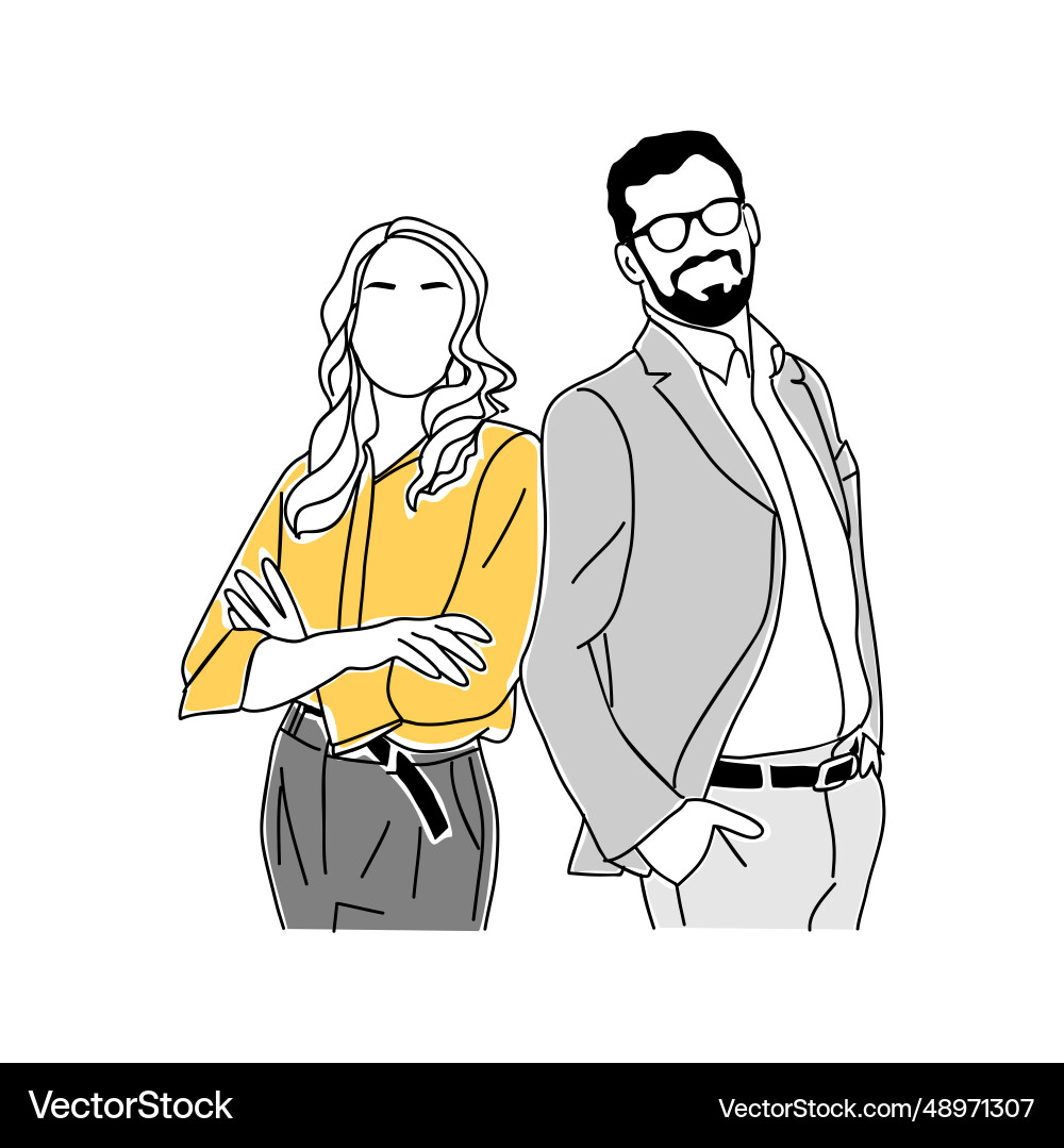 Business man and woman standing together Business man and woman standing together Vector Image