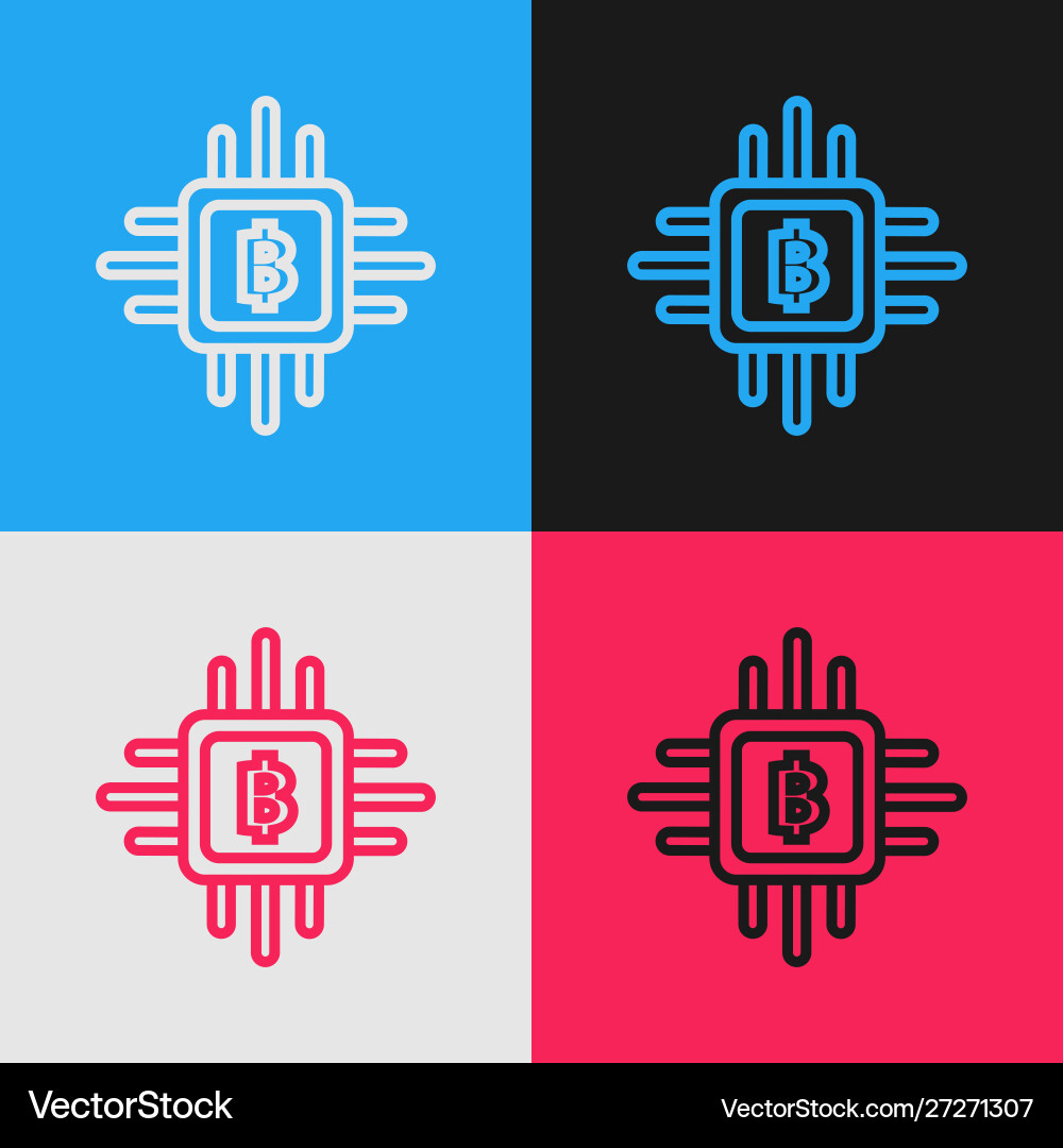 Color line cpu mining farm icon isolated on Vector Image