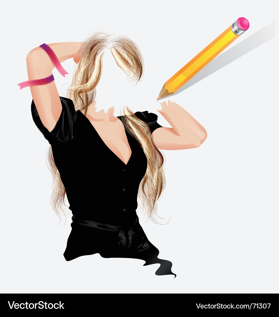 Girl pencil sketch vector image