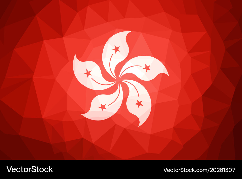 Hong kong flag abstract polygon background Vector Image