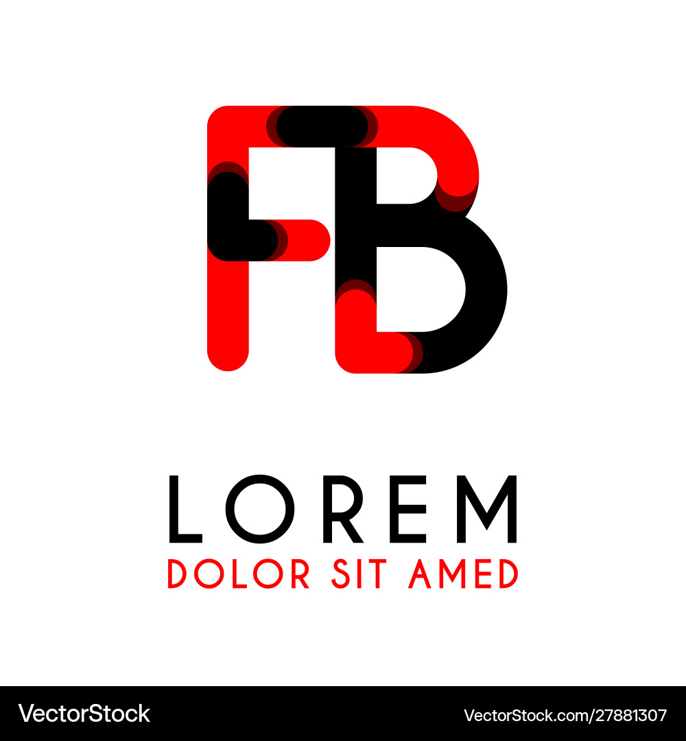 Initial letter fb with red black and has rounded Initial letter fb with red black and has rounded vector image