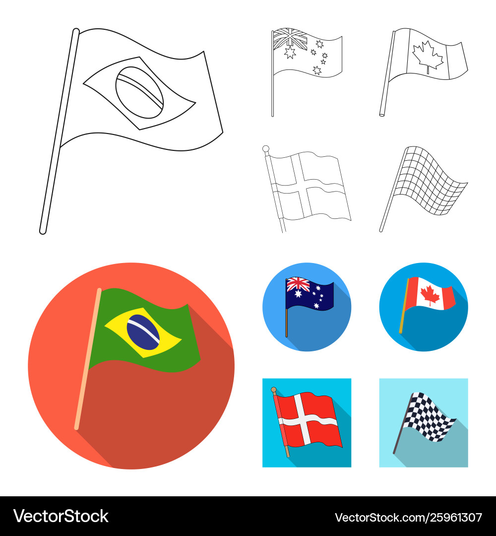 Isolated object world and flag logo set vector image