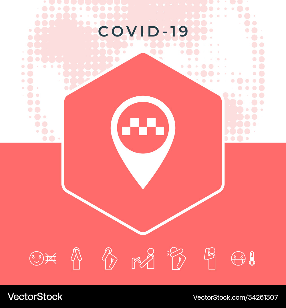 Map pointer with taxi sign graphic elements Map pointer with taxi sign graphic elements Vector Image