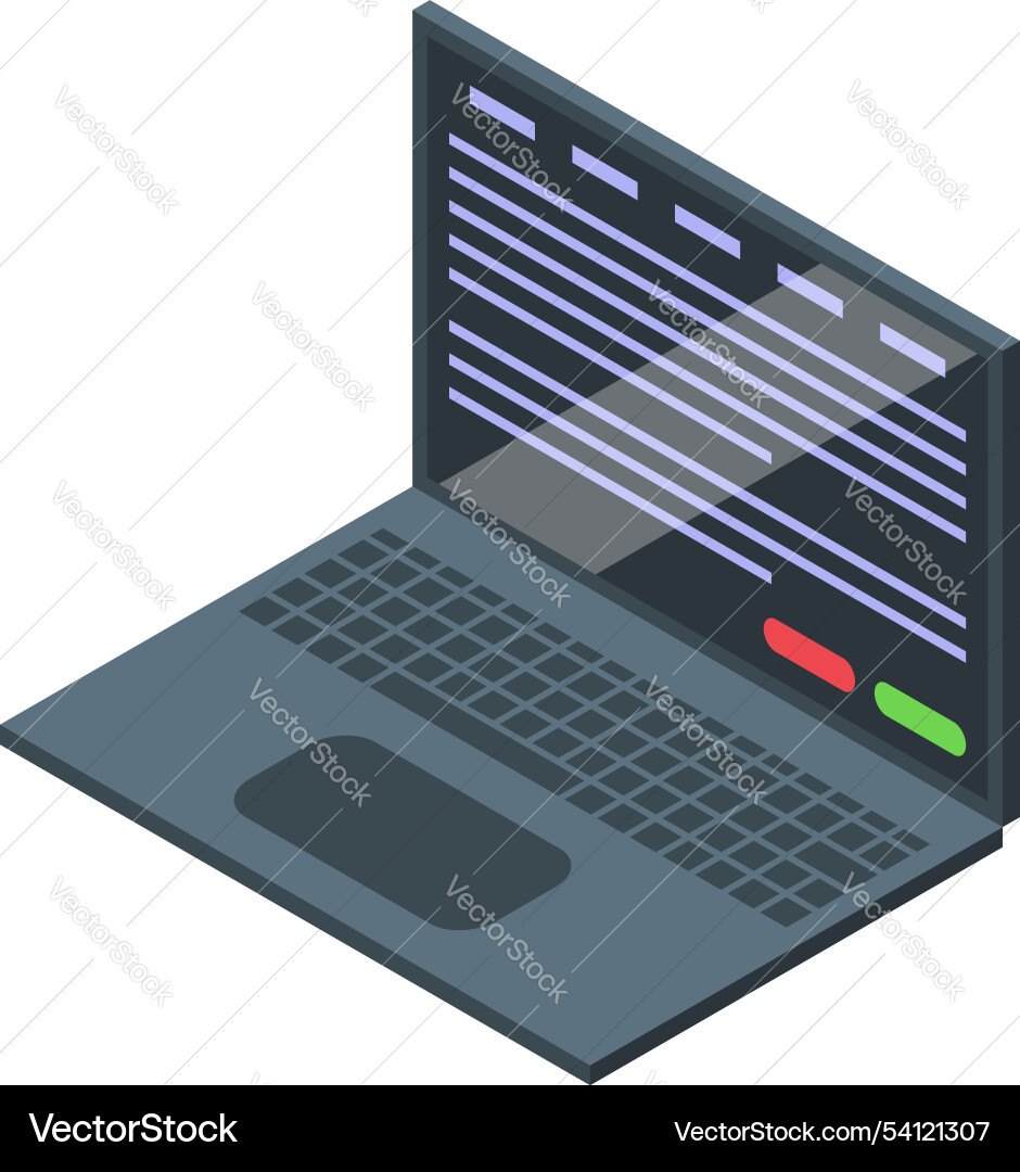 Modern laptop displaying lines of code software Modern laptop displaying lines of code software vector image