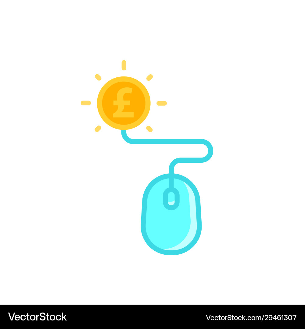 Pay per click icon with mouse and pound coin vector image
