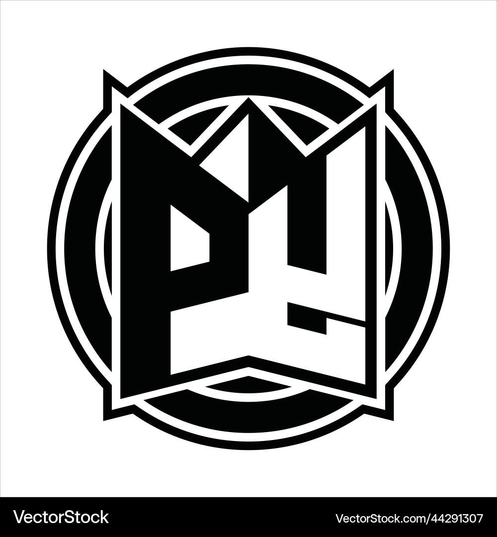 Py logo monogram circle rounded design Vector Image