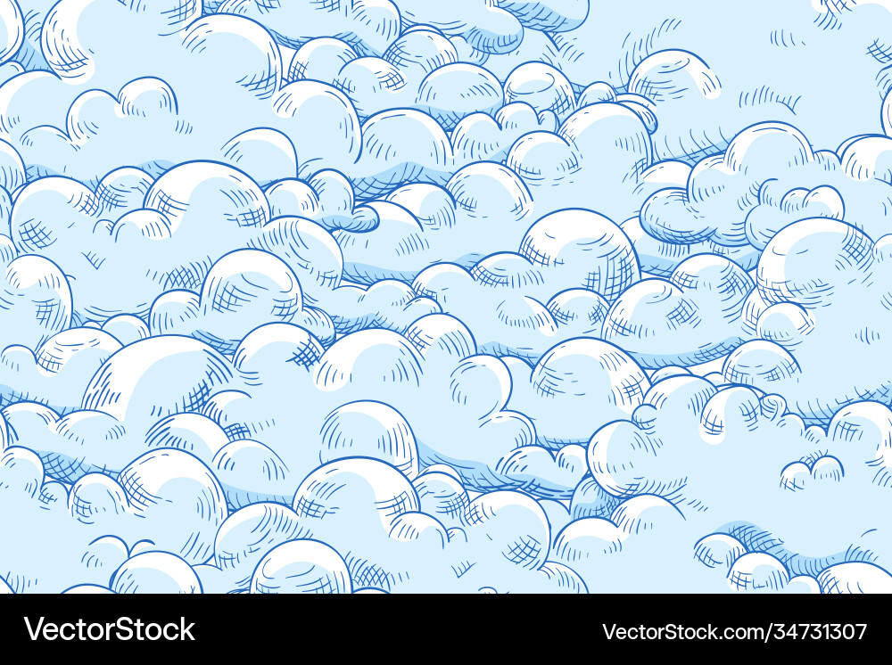 Seamless pattern with fluffy clouds repetitive Seamless pattern with fluffy clouds repetitive vector image