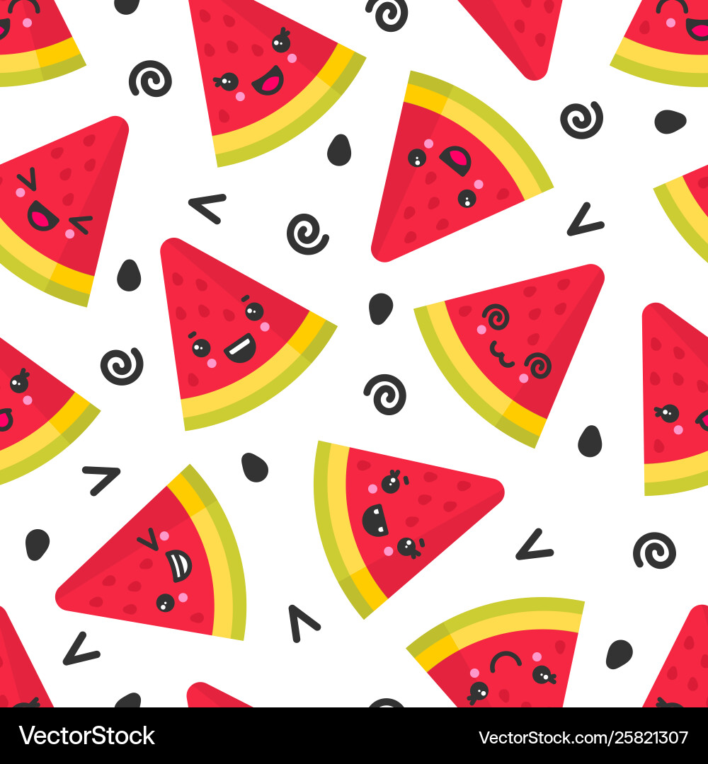 Smiling Watermelon Pattern Vector Image