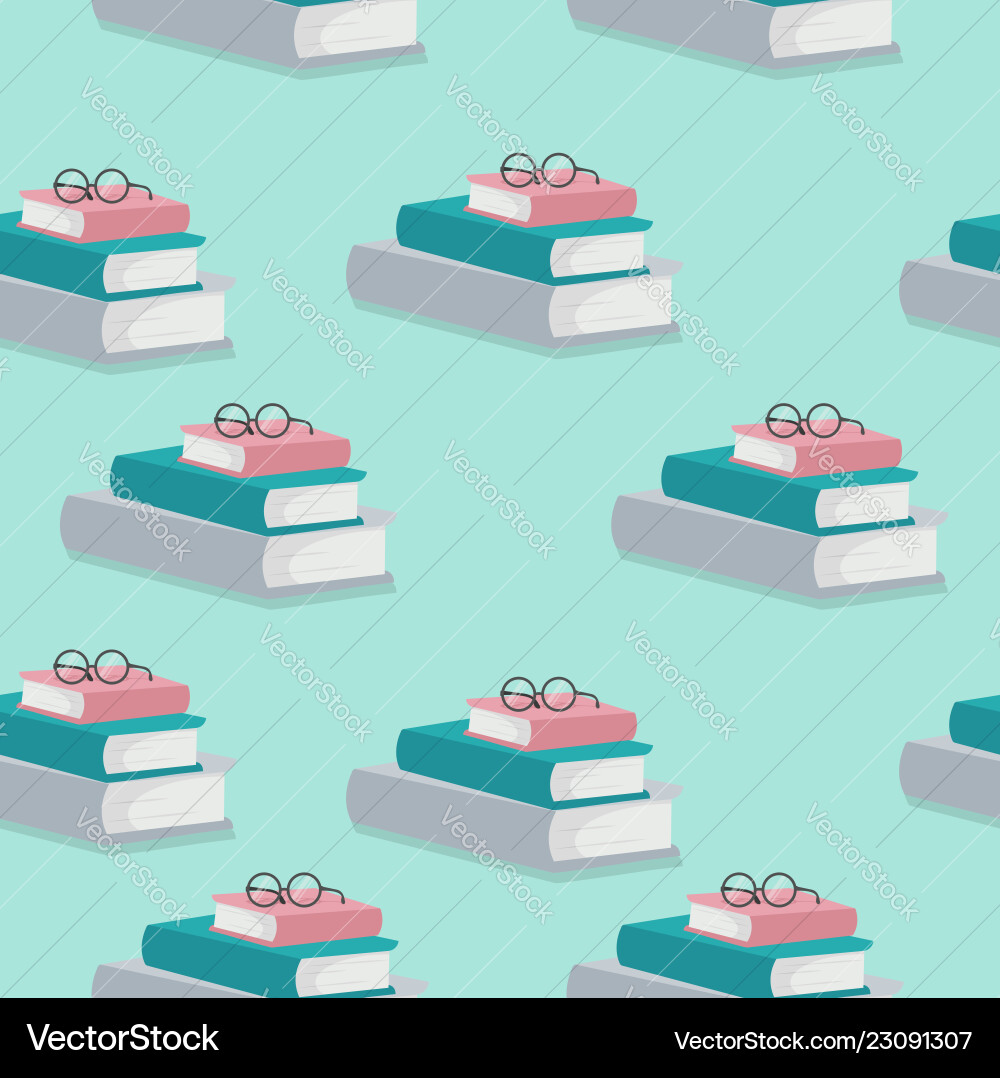 Stack of books with glasses pattern Stack of books with glasses pattern vector image