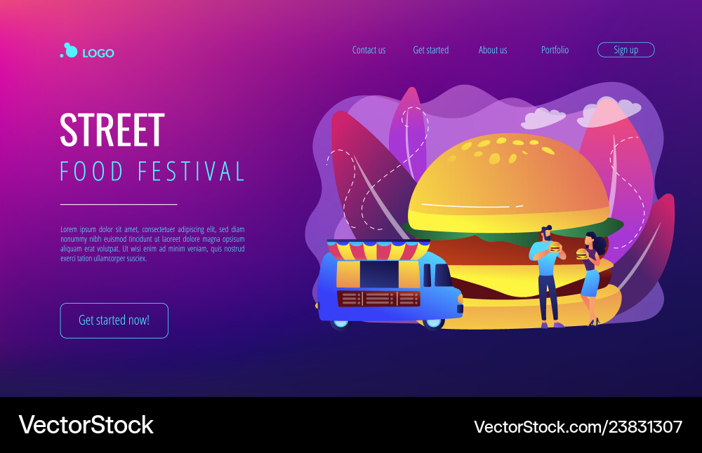 Street Food Konzept Landing Page Street Food Konzept Landing Page vektorbild