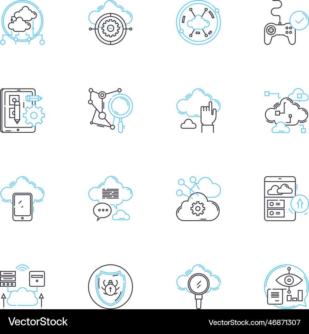 Virtual transformation linear icons set Vector Image