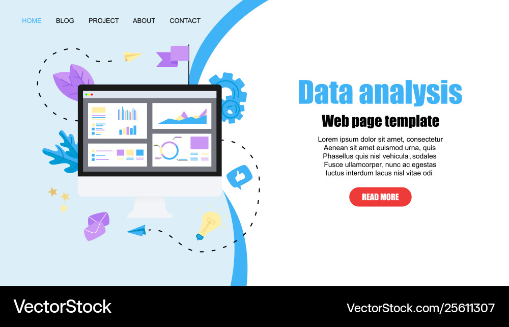 Webpage template data analysis design concept vector image