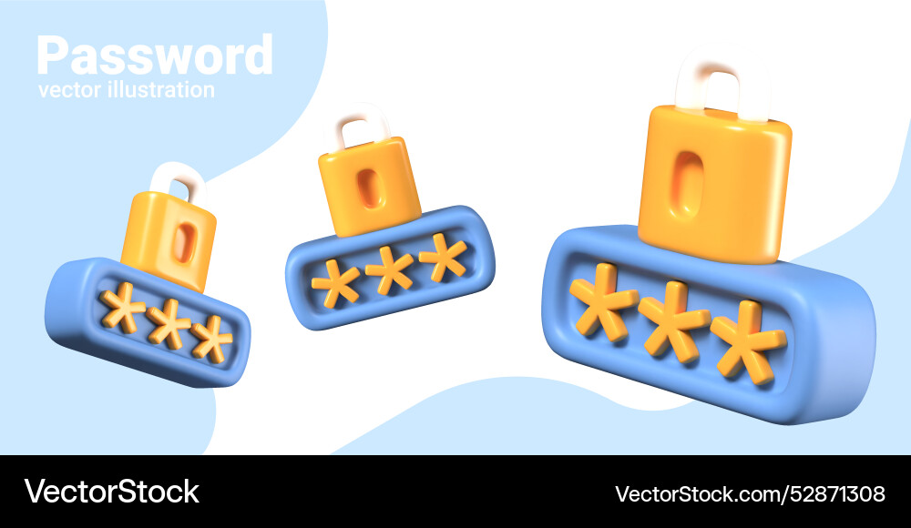 3d models of padlock with classified password set 3d models of padlock with classified password set vector image