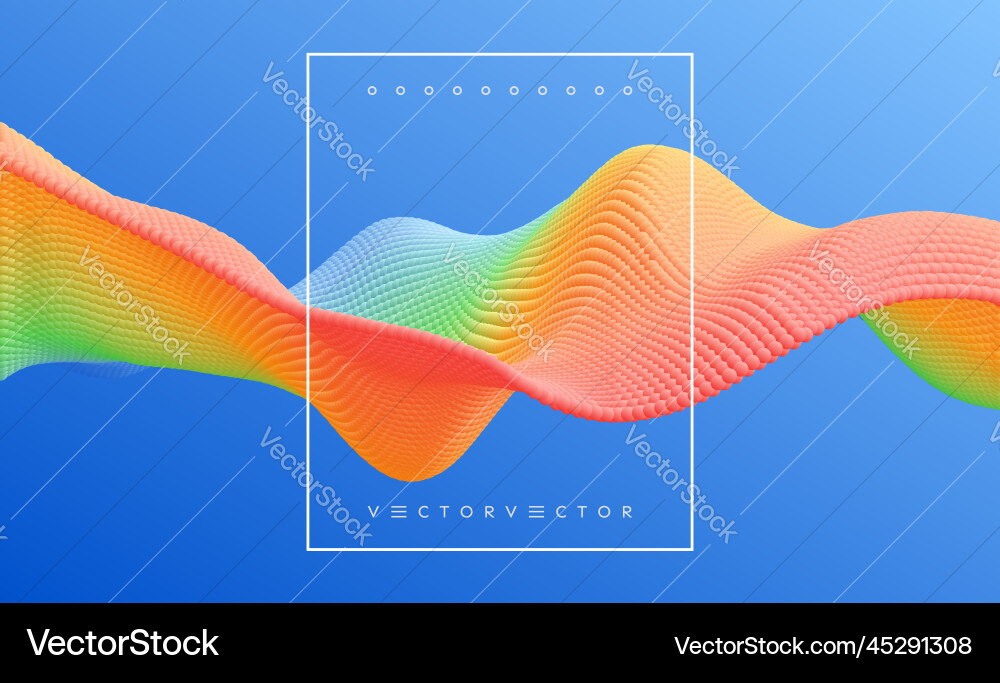 3d wavy background array dynamic emitted particles 3d wavy background array dynamic emitted particles vector image