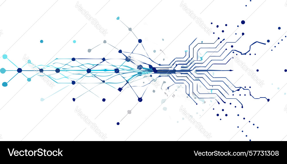 Abstract circuit board connected lines dots vector image