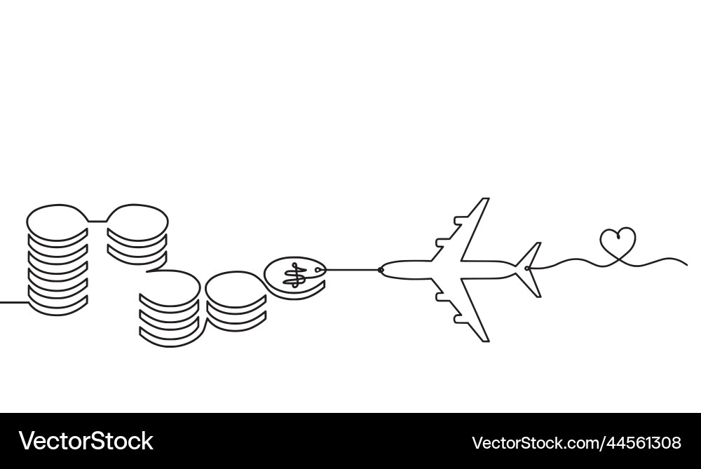 Abstract coins with plane as continuous lines Abstract coins with plane as continuous lines Vector Image