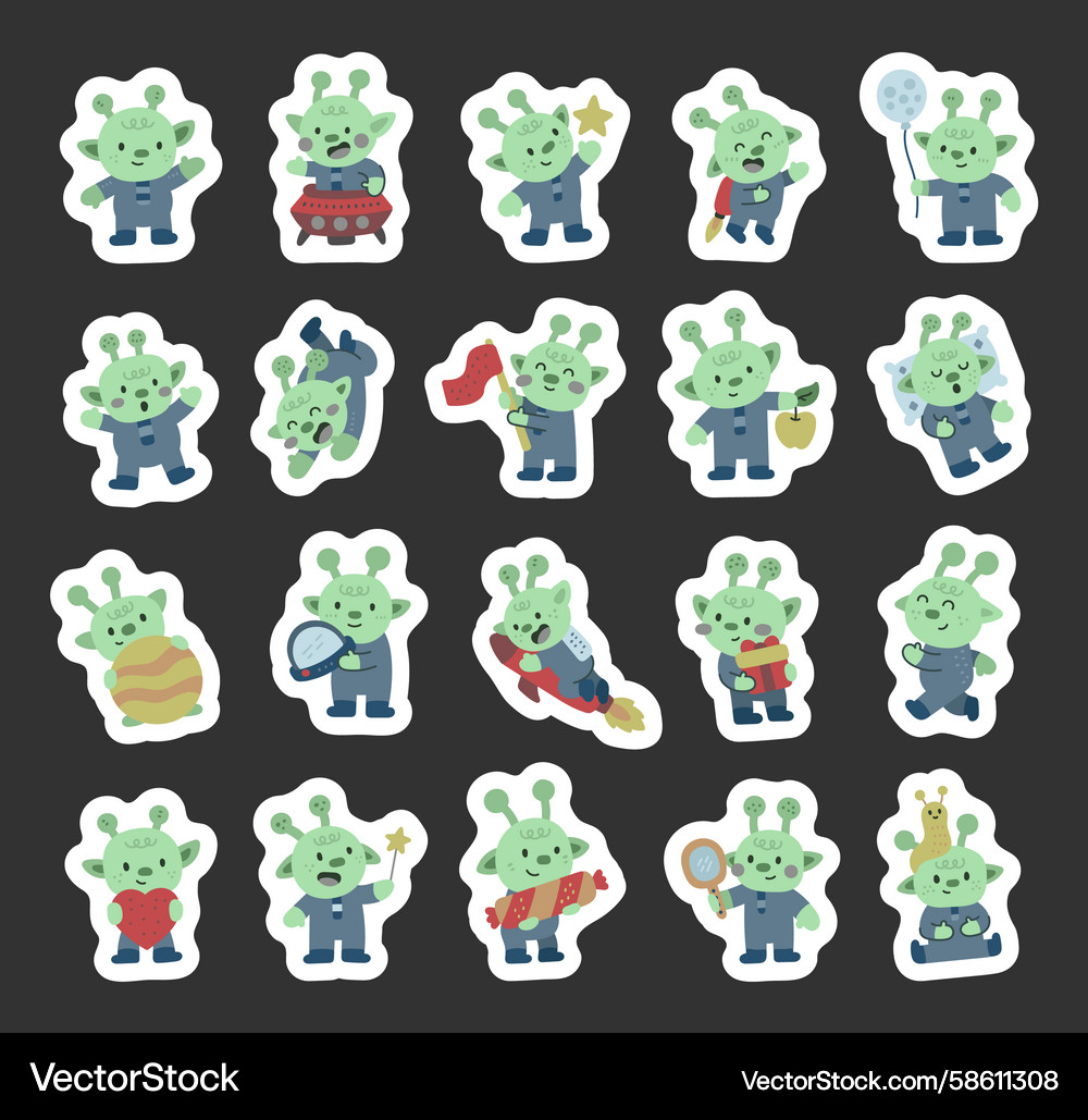 Alien character set in scandinavian showing Alien character set in scandinavian showing Vector Image