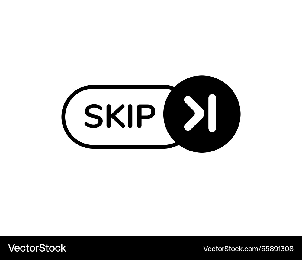 Black continue button with right arrow for forward vector image