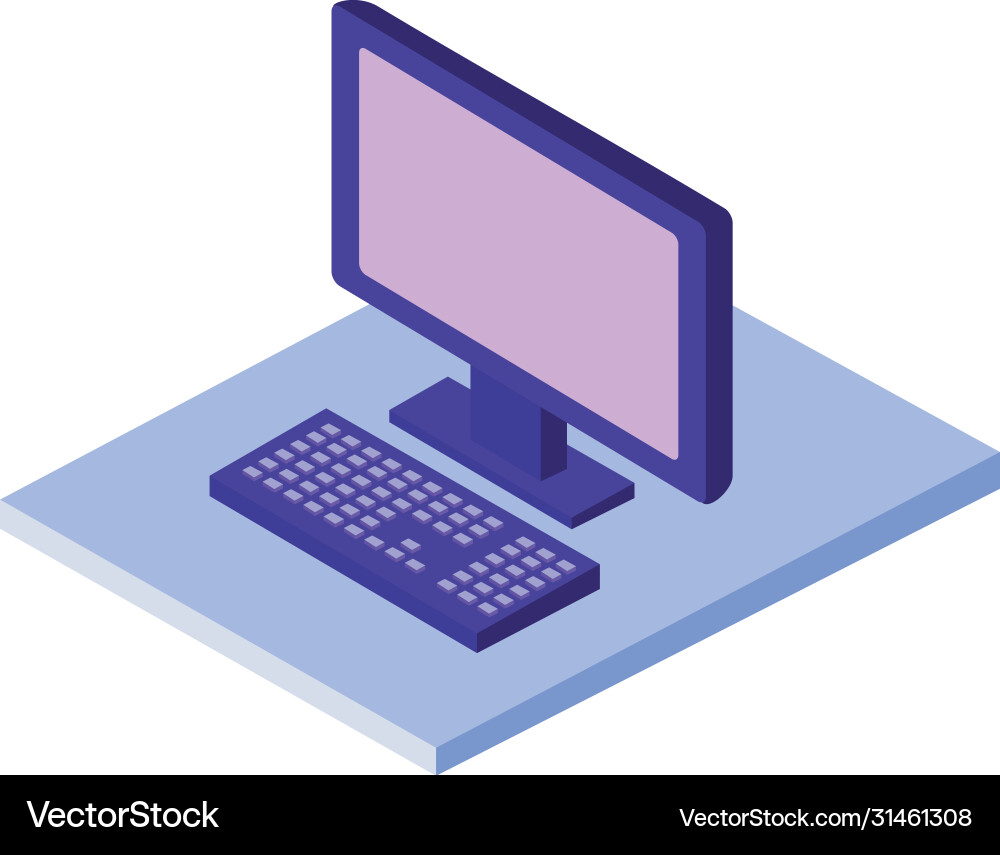 Desktop computer monitor isometric icon vector image