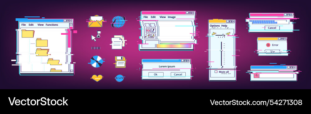 Glitch Retro Computer Error System vector image