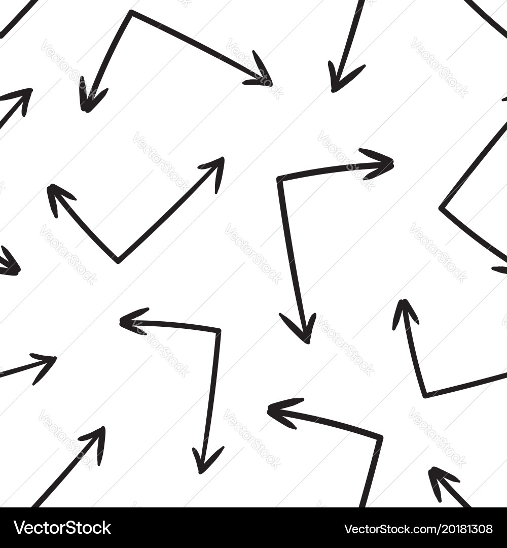 Hand drawn arrow icon seamless pattern background vector image