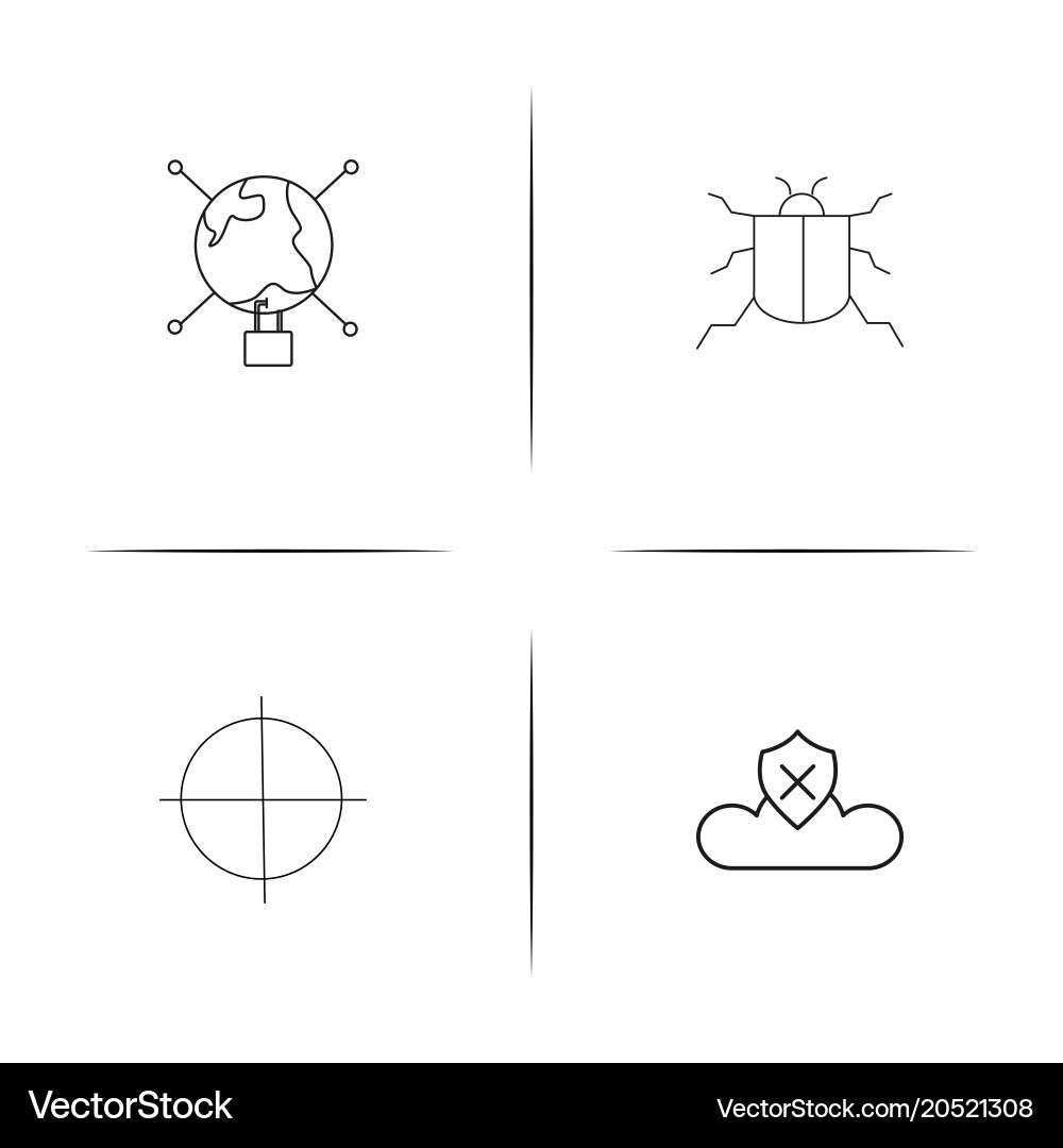 Internet security simple linear icons set vector image