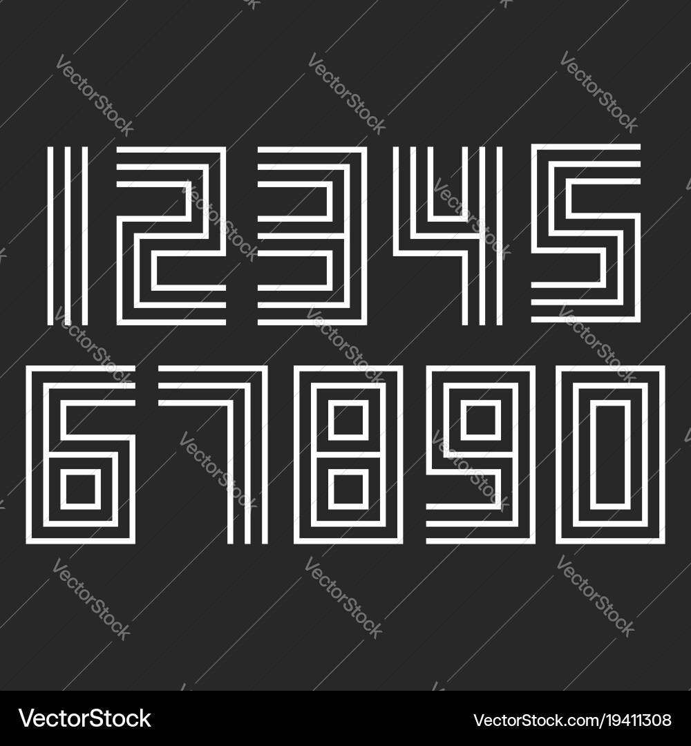 Numeric Set - Linear & Minimal Vector Image