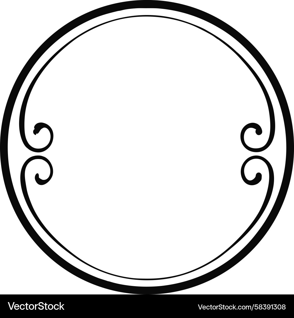 Ornate Circular Frame with Scrollwork Vector Image