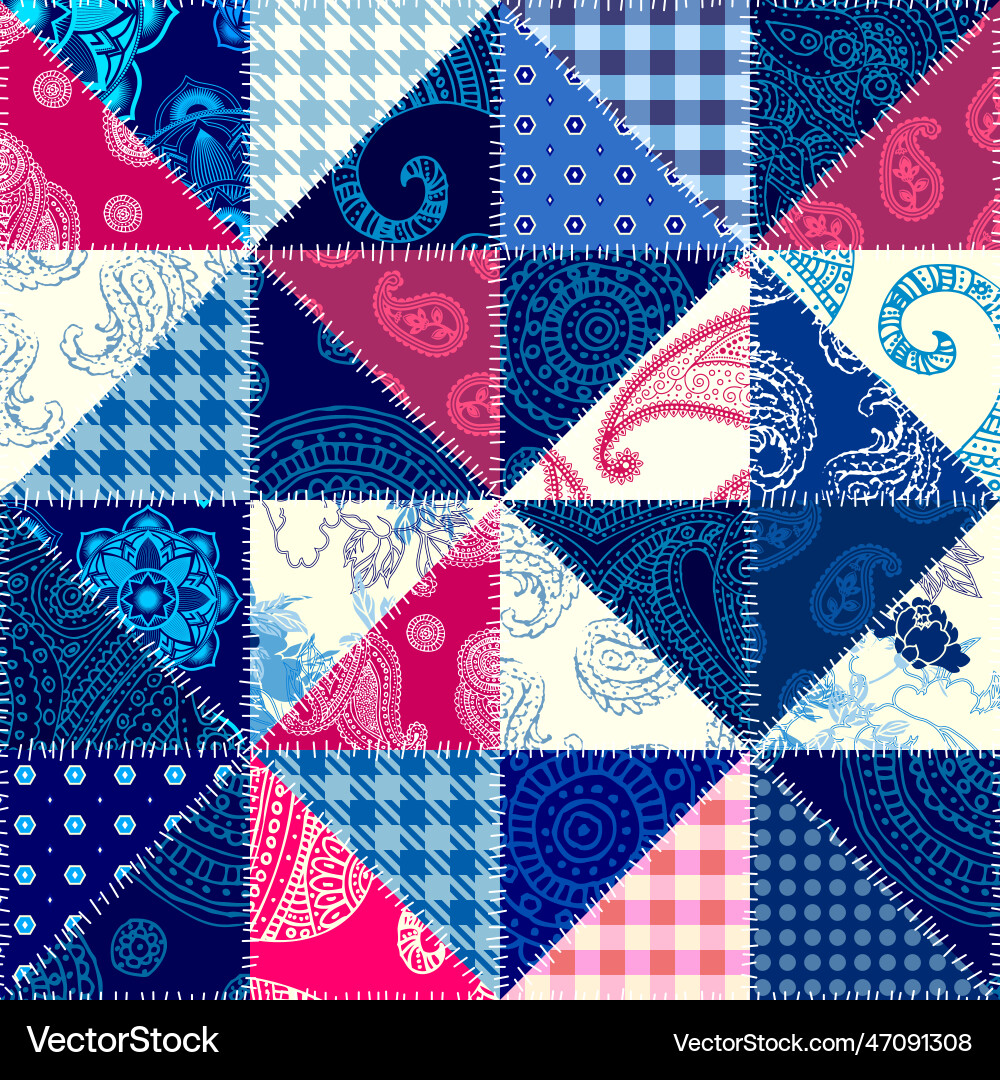 Patchwork textile pattern seamless quilting Patchwork textile pattern seamless quilting vector image