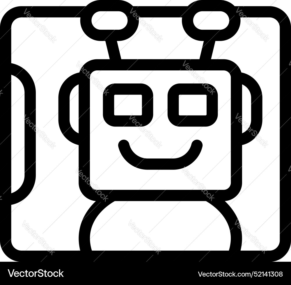 Robot smiling with antennae on screen displaying Robot smiling with antennae on screen displaying vector image